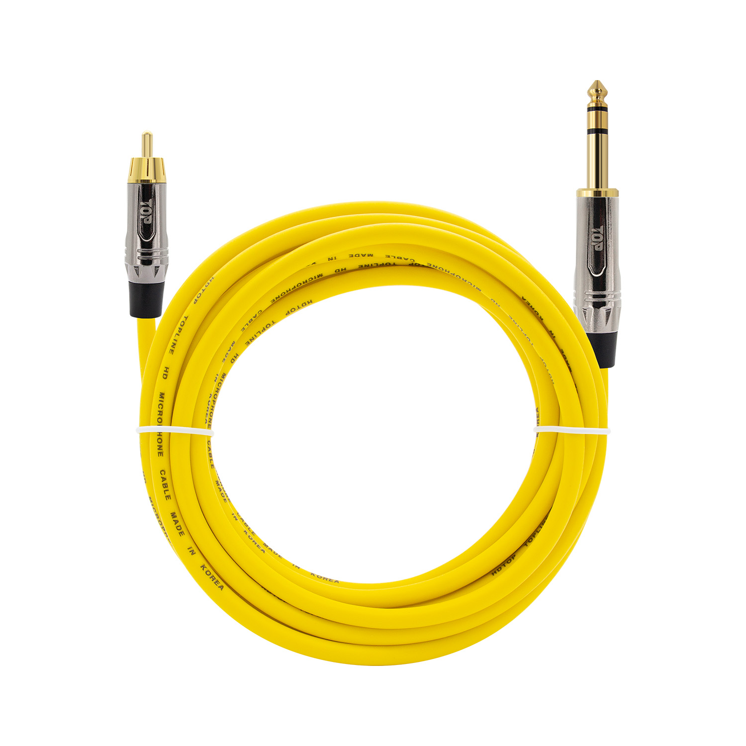탑라인에이치디 HDTOP 메탈 RCA to 5.5 스테레오 케이블 옐로우 (3m, HT-TP5115)_이미지