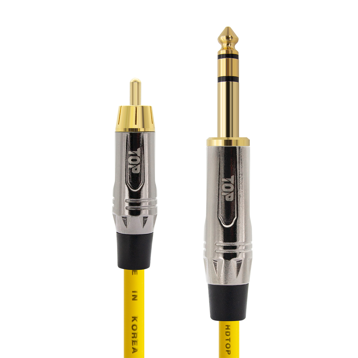 탑라인에이치디 HDTOP 메탈 RCA to 5.5 스테레오 케이블 옐로우 (3m, HT-TP5115)_이미지