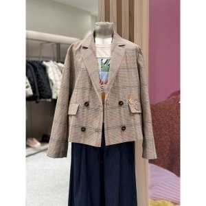 베네통 린넨 블렌드 체크 자켓 BAJK91531