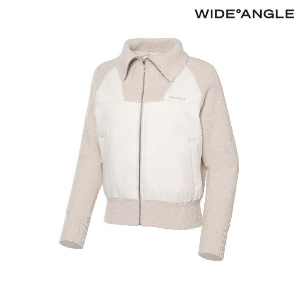 와이드앵글 CO 우븐 패치 패딩 풀집업 스웨터 WWW23K15E2