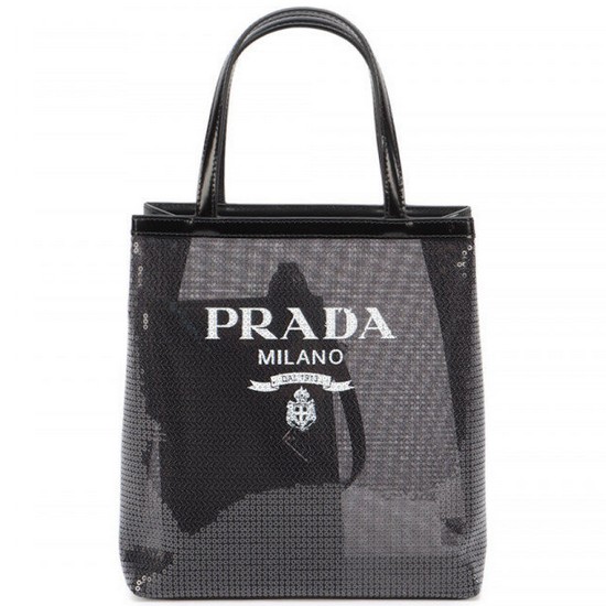 프라다 시퀸 메쉬 스몰 토트 백 1BG417 2D0A F0002