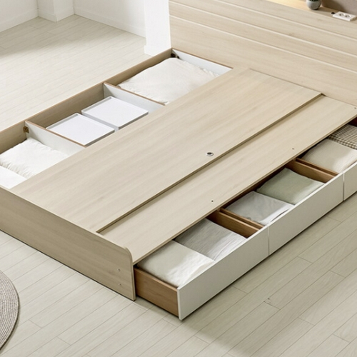 BIF보루네오 앳홈 카리나 넉다운 3단서랍 벙커수납 LED침대 Q (한봉합독립)_이미지