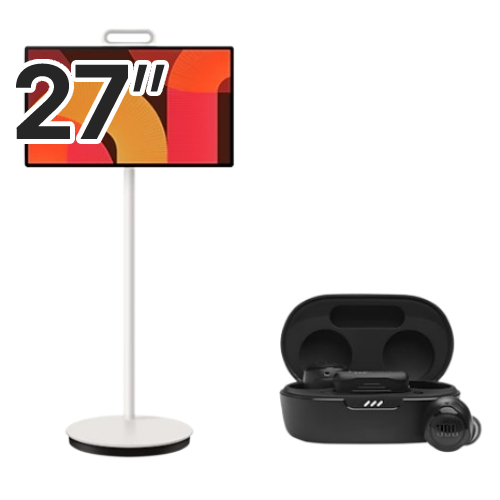 삼성전자 더 무빙스타일 KU27LSFM7AXXKR + JBL QUANTUM TWS AIR (이동형 스탠드+이어폰)_이미지