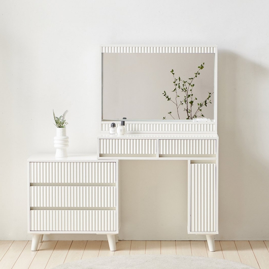 지앤퍼니  로렌 LED조명 템바보드 확장형 화장대 800