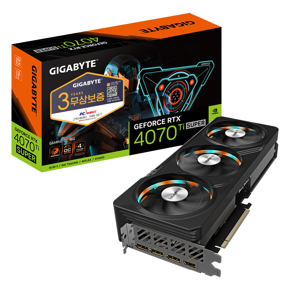 GIGABYTE 지포스 RTX 4070 Ti SUPER GAMING OC D6X 16GB 피씨디렉트