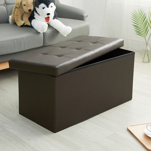 더블 가죽 벤치형 화장대 수납 스툴 의자