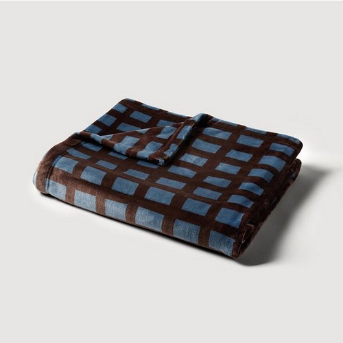 돌담 체크 극세사 블랭킷 다크브라운