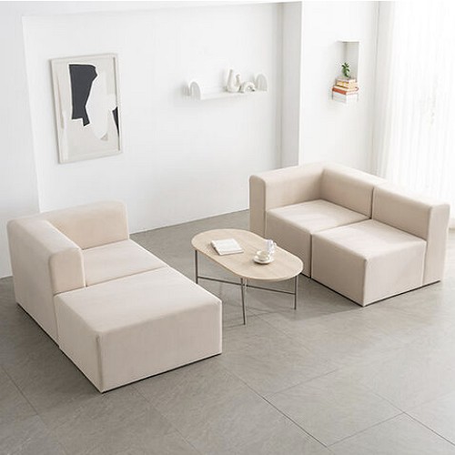 삼익가구 린 모듈 아쿠아텍스 패브릭 소파 4인용 (스툴포함)_이미지