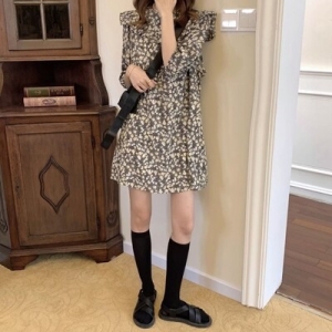 알티피아 여성 플라워 패턴 러블리 미니 쉬폰 원피스 WCA18C7_이미지