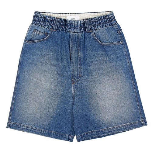 AMI 와이드 밴딩 데님 쇼츠 HSO500 DE0001_이미지