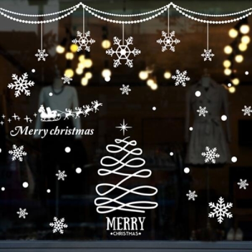 아트박스 낭만창고 cmi215-눈꽃모빌과 심플라인트리-크리스마스스티커