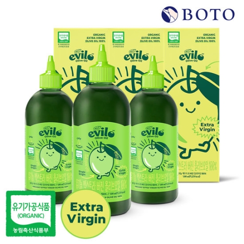 보뚜슈퍼푸드 에빌로 유기농 엑스트라버진 올리브오일 500ml (3개)_이미지