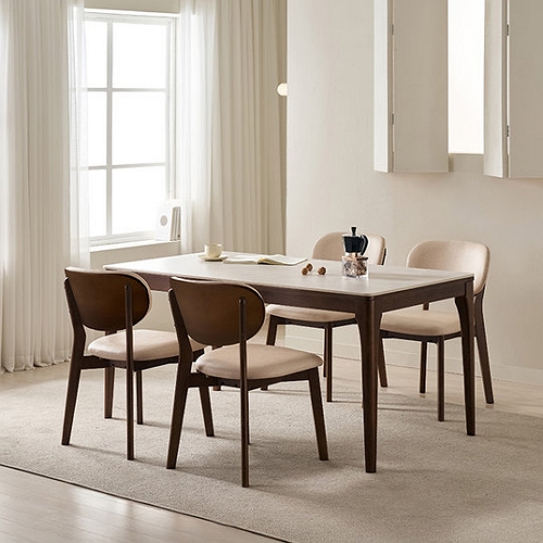 삼익가구 로이든 포세린 통세라믹 원목 식탁 1600 (의자4개)_이미지