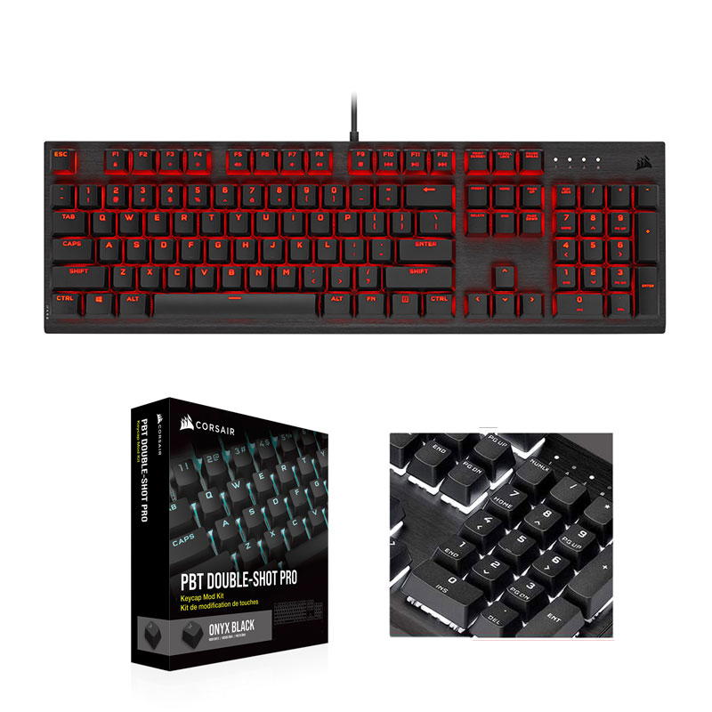 CORSAIR K60 PRO + PBT Double-shot Keycaps Pro (비올라축, 블랙)_이미지
