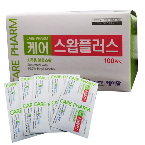 케어 스왑플러스 100매, 일회용 알콜솜, 개별포장