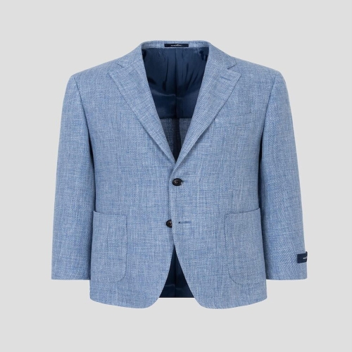 울/리넨 혼방 솔리드 재킷 스카이 블루 RX6311R52Q