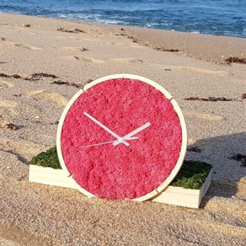 숲앤숨_원목 스칸디아모스 벽시계 30cm -씨클라멘-숲앤숨