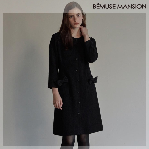 파슨스 비뮤즈맨션 Ribbon point tweed dress Black BE24WIOP003BK