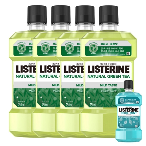 존슨앤존슨 리스테린 내추럴 그린티 250ml (4개)