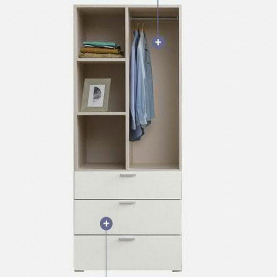 바로크홈 파르페 옷장 3단서랍 오픈선반형 (80cm)_이미지