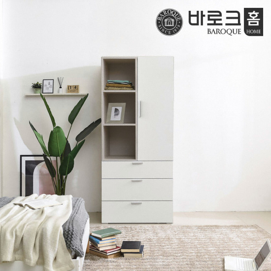바로크홈 파르페 옷장 3단서랍 오픈선반형 (80cm)_이미지