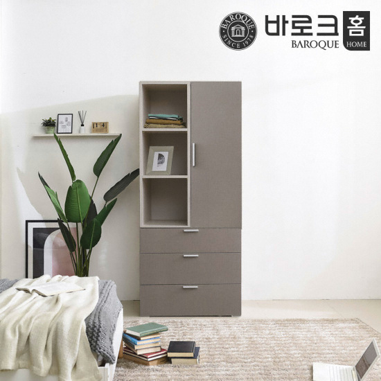 바로크홈 파르페 옷장 3단서랍 오픈선반형 (80cm)_이미지