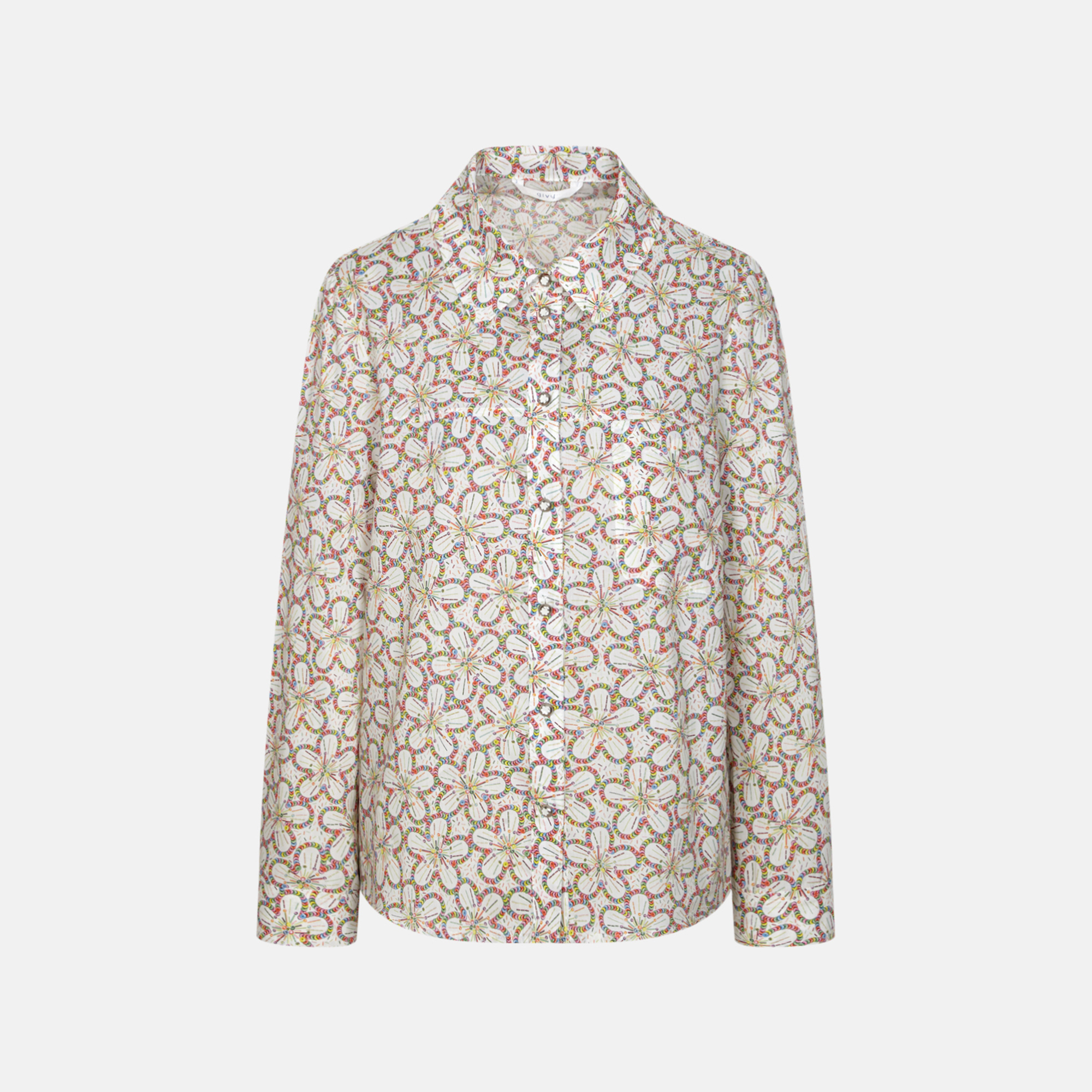 기비 플라워 패턴 코튼 셔츠형 블라우스 GY26S1FRB4071