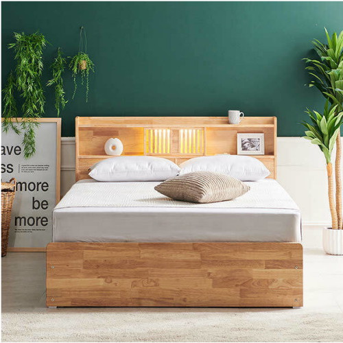 파로마 피츠 레미 원목 수납 LED침대 SS (본넬스프링)_이미지