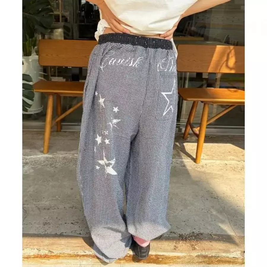 카비시 CAVISH MILKY WAY CHECK LOUNGE PANTS BLACK CV2GMFPA00A_이미지