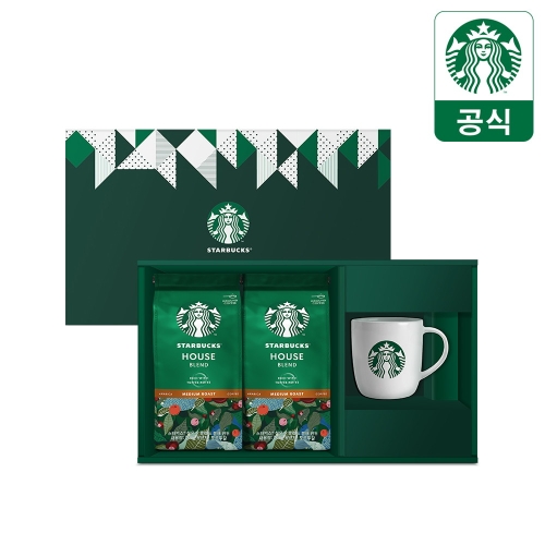 스타벅스 원두커피 선물세트 하우스 블렌드 400g+머그컵