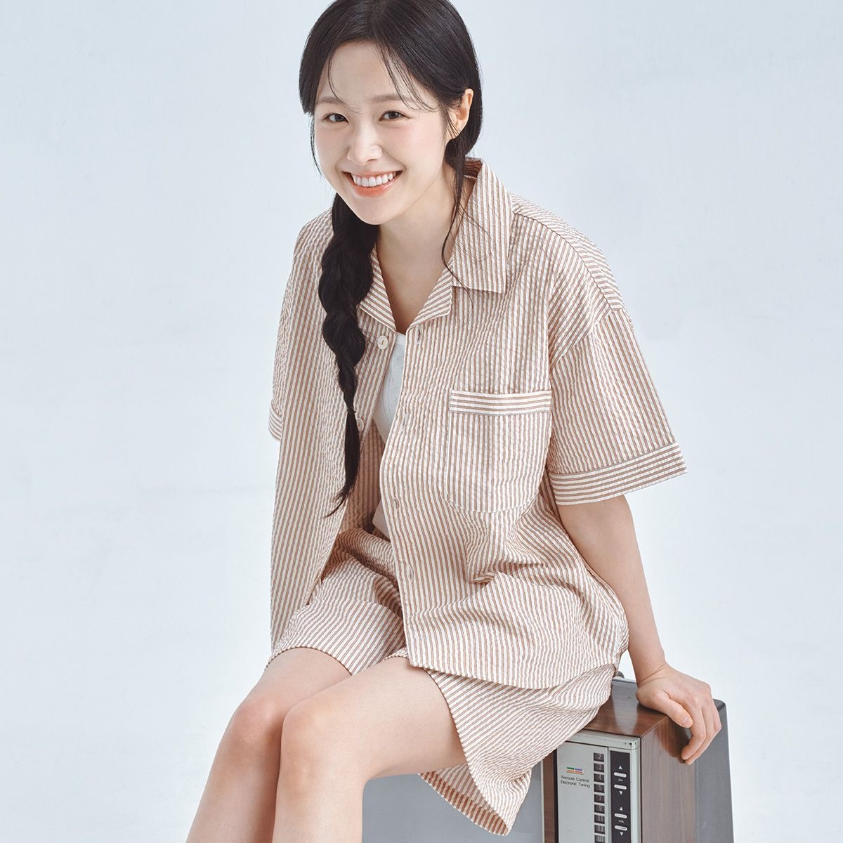 BYC 남녀공용 시어서커 반팔잠옷세트_NSZ1006_이미지