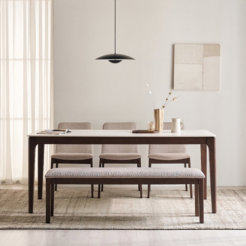 삼익가구 아벨로 포세린 통세라믹 원목 식탁 1800 (의자3개+벤치1개)