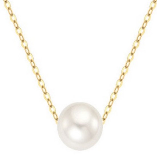 골드팡 14K 화이트 크리스탈 진주목걸이 (진주 6mm)
