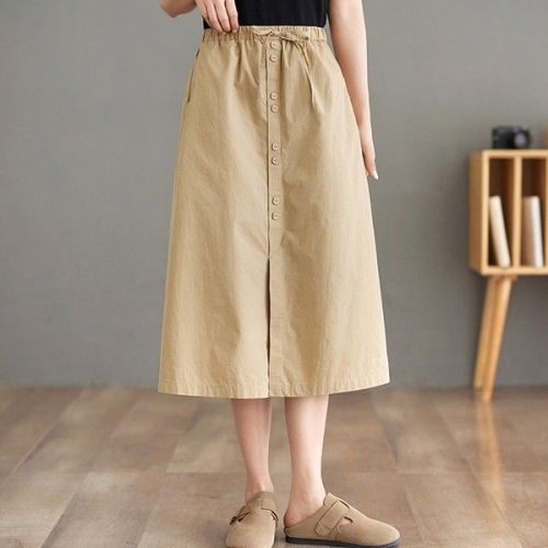 화세 슬릿더블버튼스커트_HB5SSK012C_이미지