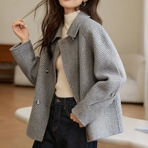 리파인드 에이시크 헤링본 울 블렌드 하프 코트 C25CCT939_이미지