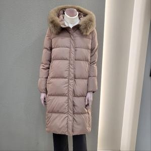꼼빠니아 여성 폭스후드 슬림 덕다운 롱 패딩 CAEW1-WIH150