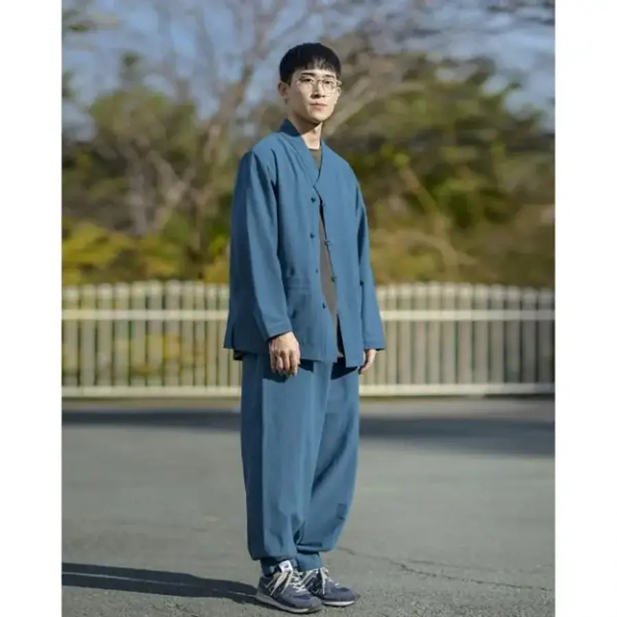 지장사 24004 남여공용 봄 가을 생활한복 선염 무명 17수 브이넥 한벌 쪽빛 1974470