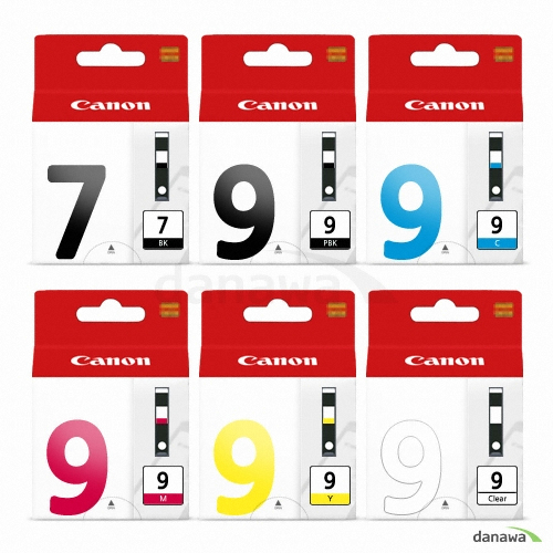 Canon 정품 PGI-7BK, PGI-9PBK, PGI-9C, PGI-9M, PGI-9Y, PGI-9 CLEAR 6색 세트