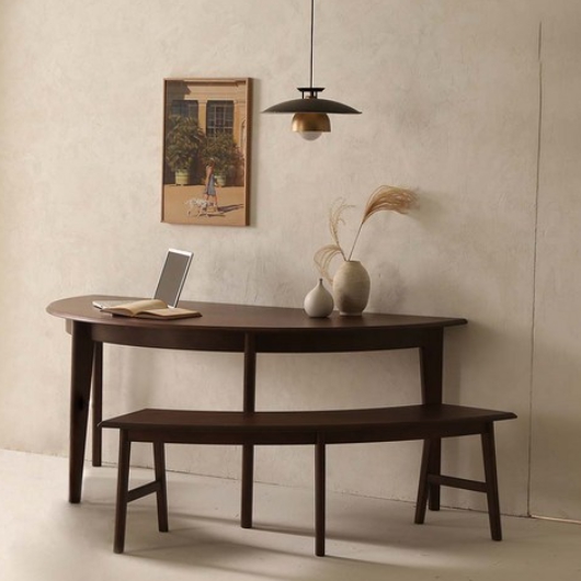 퍼피노 빌리 반원 원목 식탁 1800 (벤치1개)