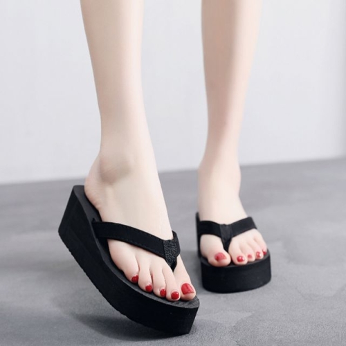 조리 통굽쪼리 키높이샌들 웨지샌달 EW6D3EC4 230mm 블랙