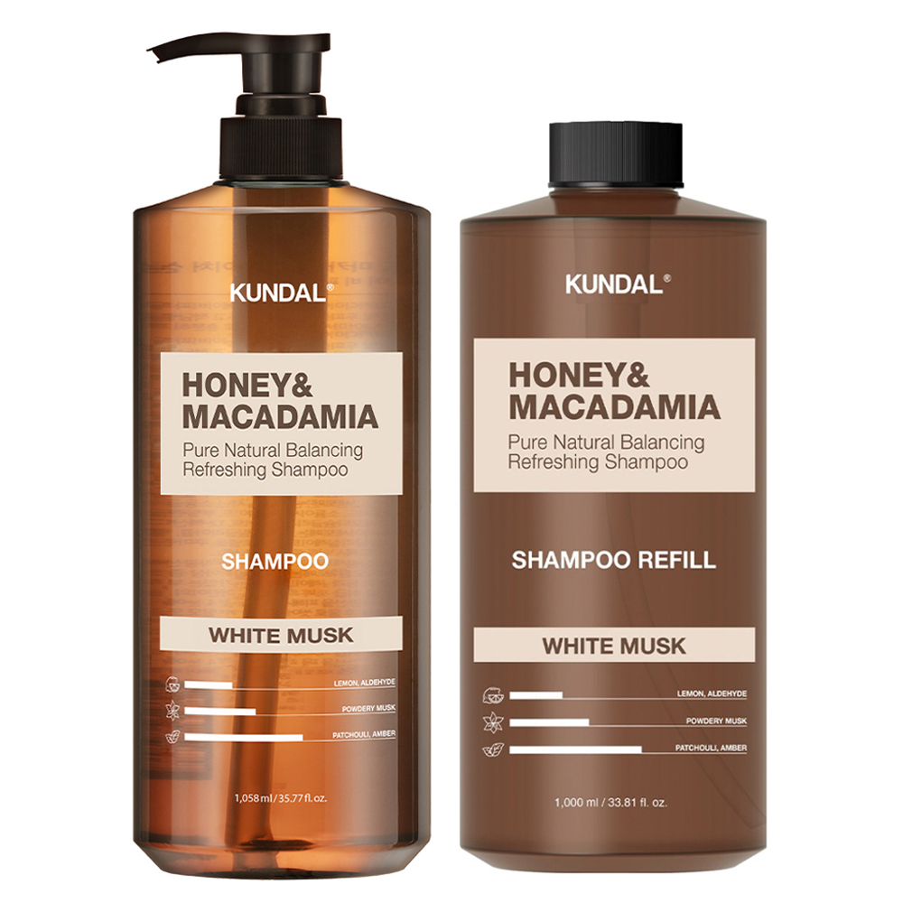 허니 앤 마카다미아 네이처 샴푸 화이트머스크 1058ml+리필 1000ml