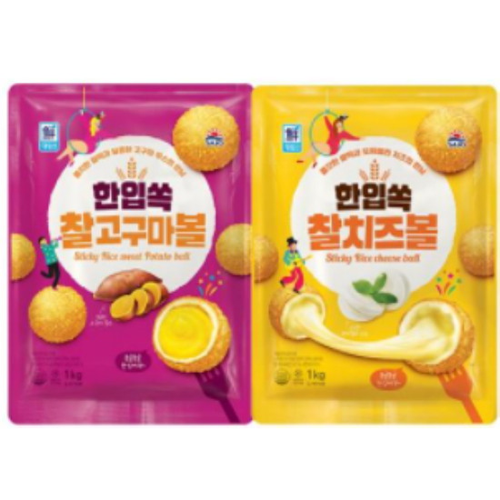 사조대림 대림선 한입쏙 찰고구마볼 1kg+한입쏙 찰치즈볼 1kg (1개)_이미지