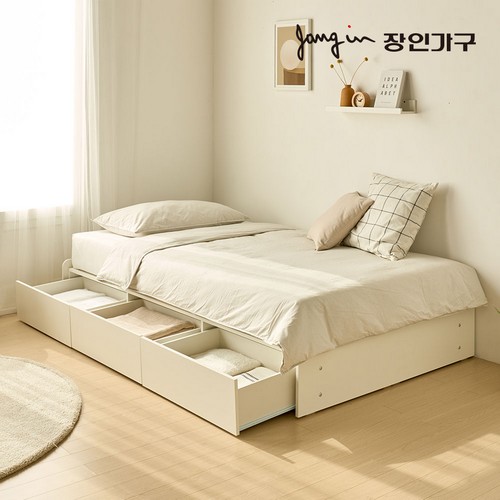 장인가구 원스 헤드리스 컬러핏 수납 침대 SS (유로탑독립)
