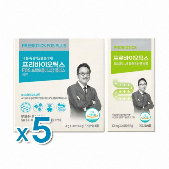 코스맥스바이오  오한진의 프리바이오틱스 30스틱 x 5개+프로바이오틱스 30캡슐 (1개)