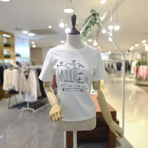 멜로디가든 엘리펀트자수 티셔츠 M26M4T118_이미지