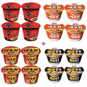 농심 컵라면 4x4세트 큰사발 16개 <b>새우탕</b> 너구리 우동