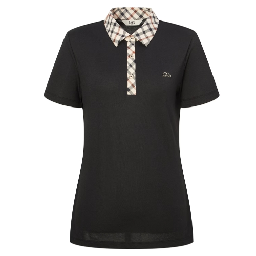 닥스골프 체크배색 면혼방 반팔폴로티셔츠 WNTS4B352BK_이미지