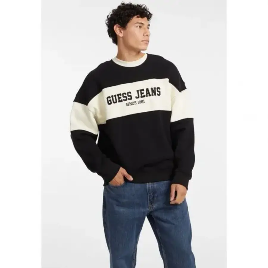 Jeans 진 GJ CN OS 수평선 줄무늬 스웨트셔츠 검정색 7651365