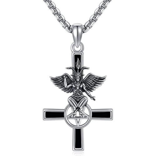 11393841 남자 목걸이 패션 가벼운 심플 야페이니 사탄 바포메 925 실버 바포메트 펜던트 고딕 여성