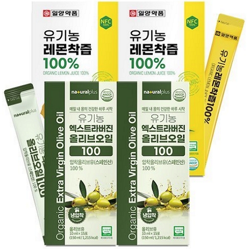 내츄럴플러스 올리브오일 스틱 15포 2박스 + 일양약품 유기농 레몬즙 15포 2박스